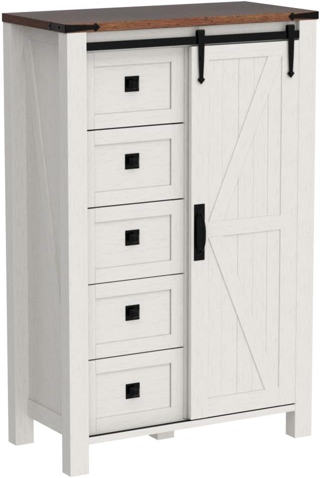 5 Drawer Dresser with Sliding Barn Door