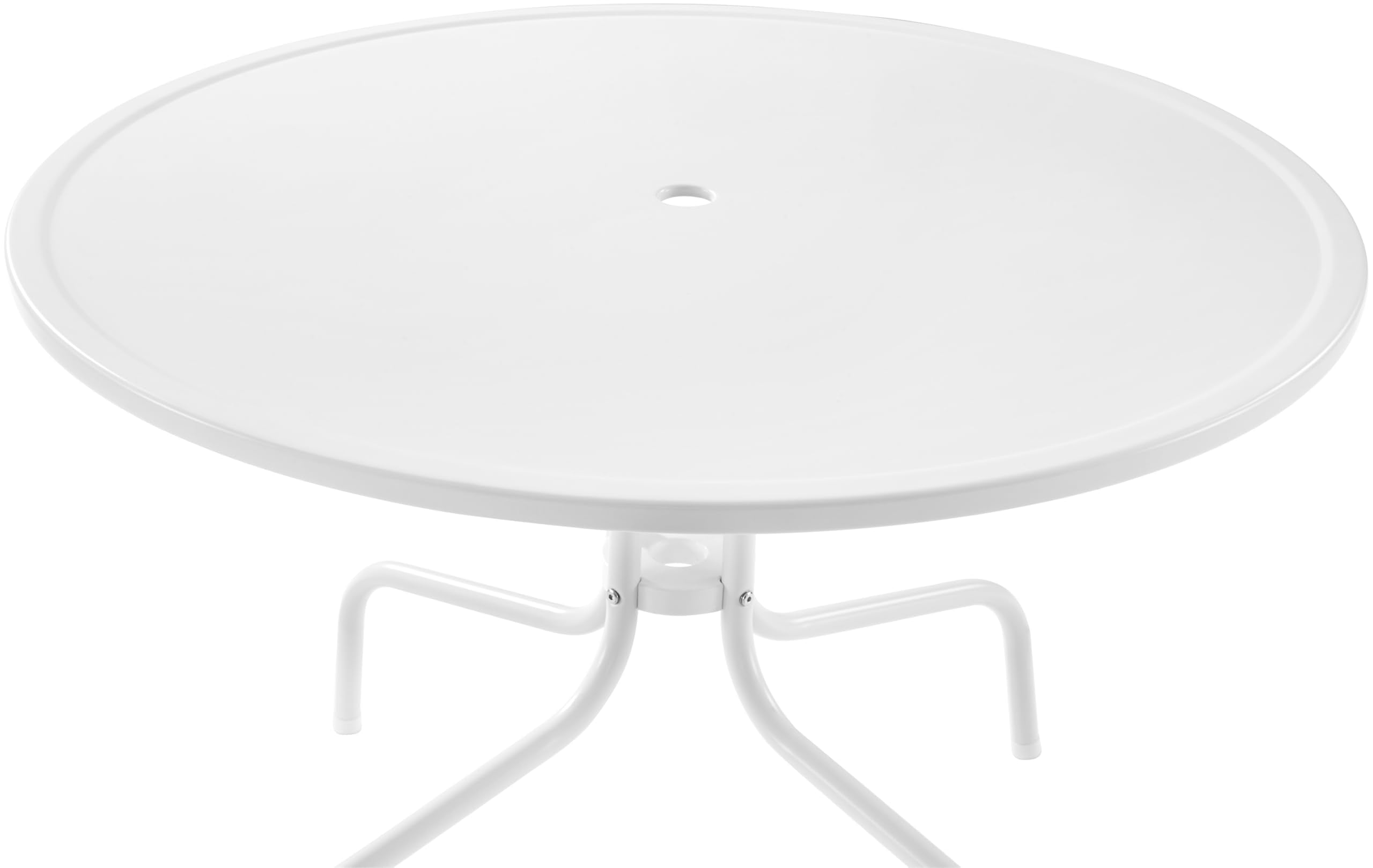 Crosley Furniture Tulip 5-Piece Outdoor Dining Set for 4, Vintage Retro Metal Round Patio Table and Chairs, Lavender Gloss/White Satin