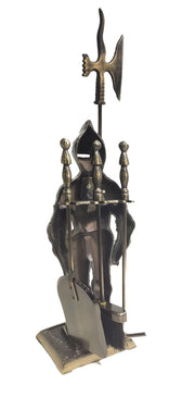 Medieval Knight Fireplace Tool Set - 4 Piece Cast Iron