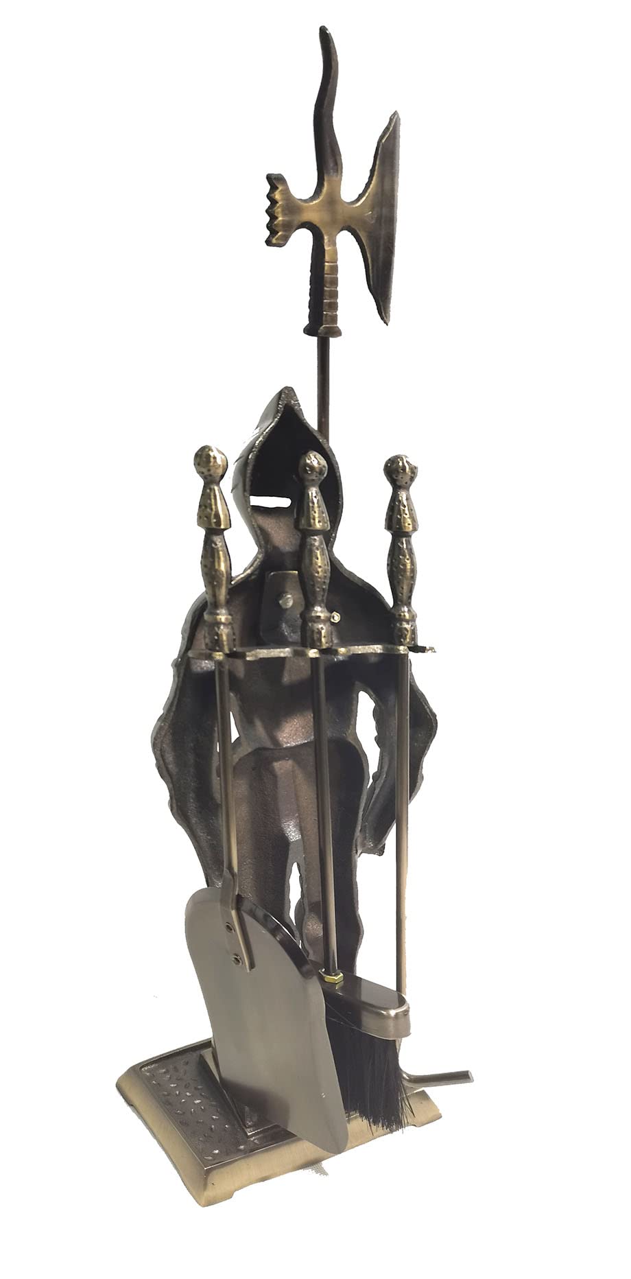 Medieval Knight Fireplace Tool Set - 4 Piece Cast Iron