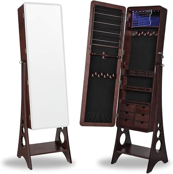Aria Standing Jewelry Armoire with LED Mirror
