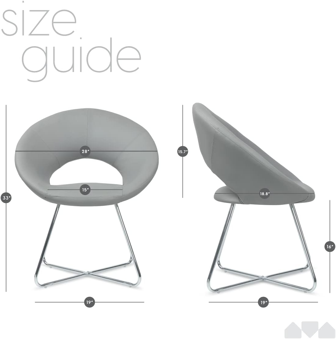 Circle Leather Accent Chair with Chrome Legs