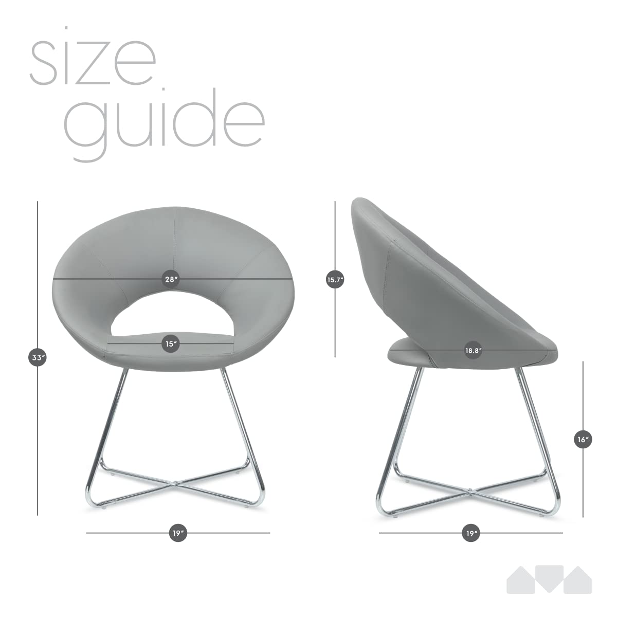 Circle Leather Accent Chair with Chrome Legs