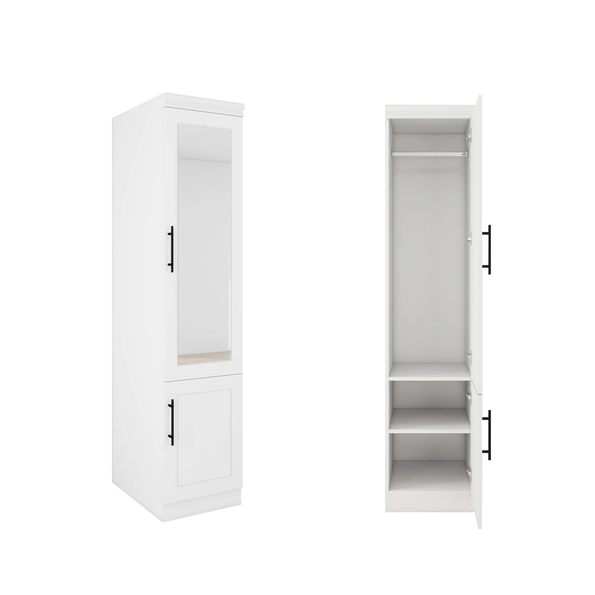 71" White Wardrobe Closet with Door and Storage Cabinet