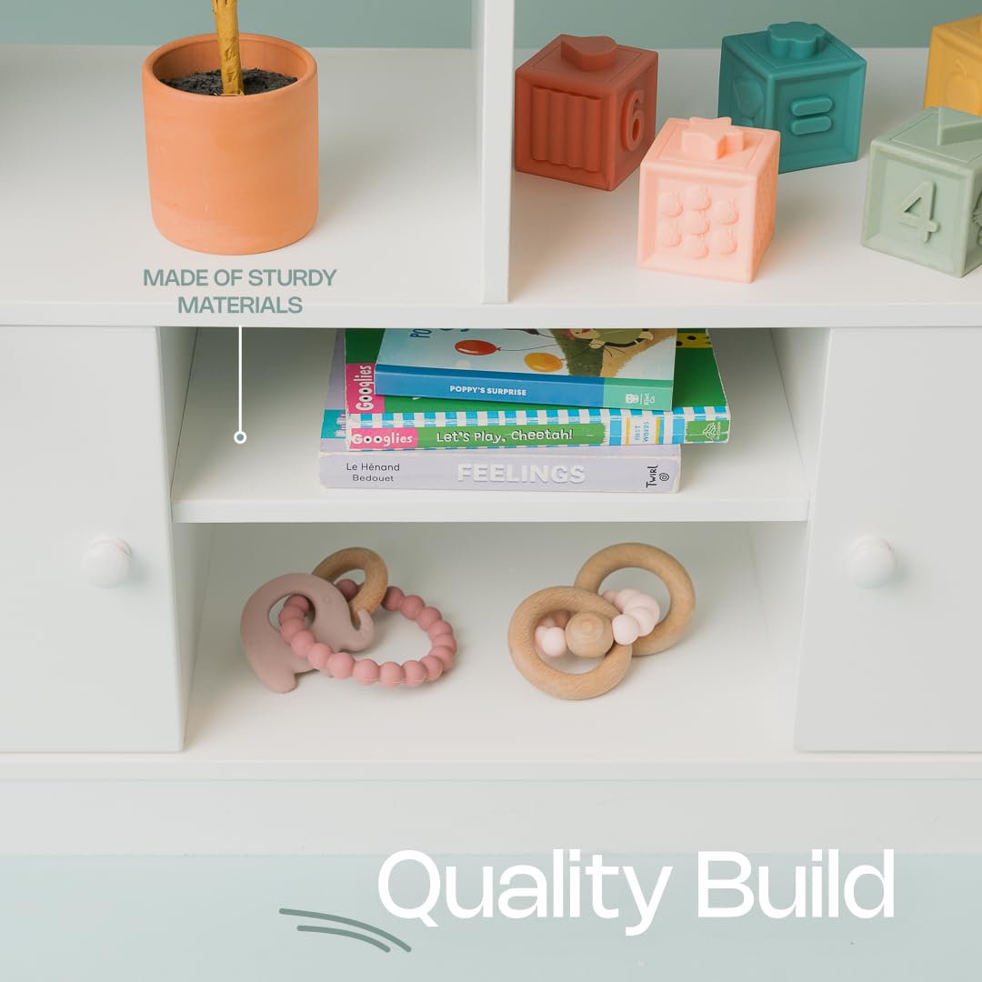 4-Tier White Kids Bookshelf and Toy Storage