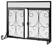 Flat Fireplace Screen with Scroll Design