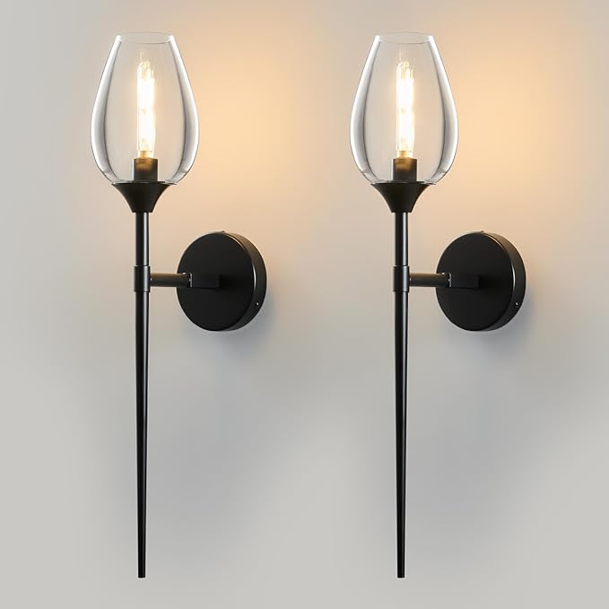 Gold Glass Wall Sconce Light with Flower Shade