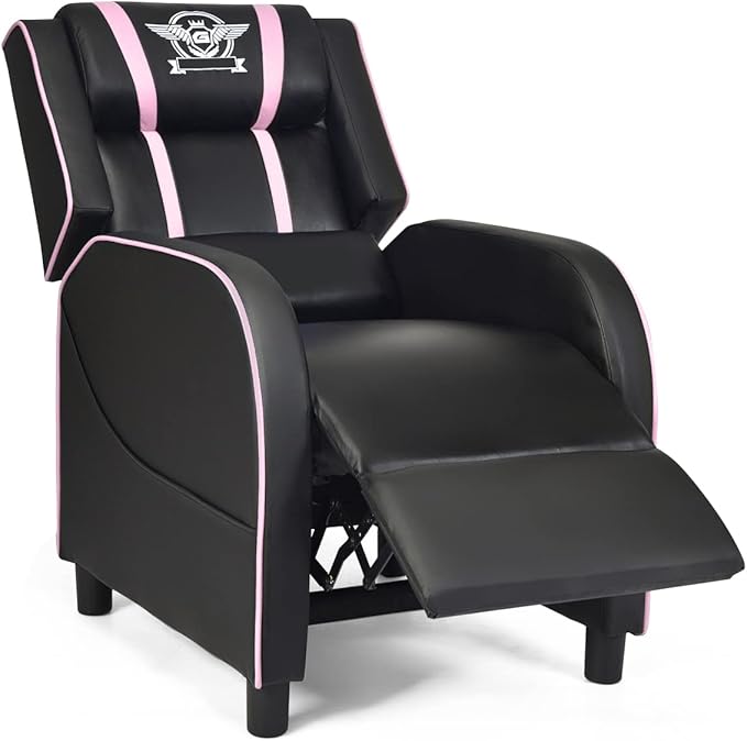 Pink Massage Gaming Recliner Chair