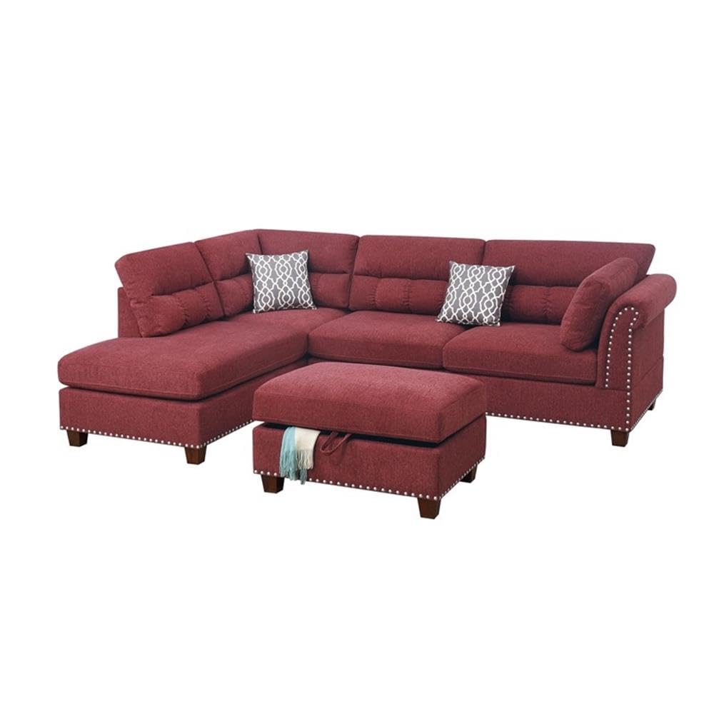 Paprika Red Sectional Sofa with Reversible Chaise