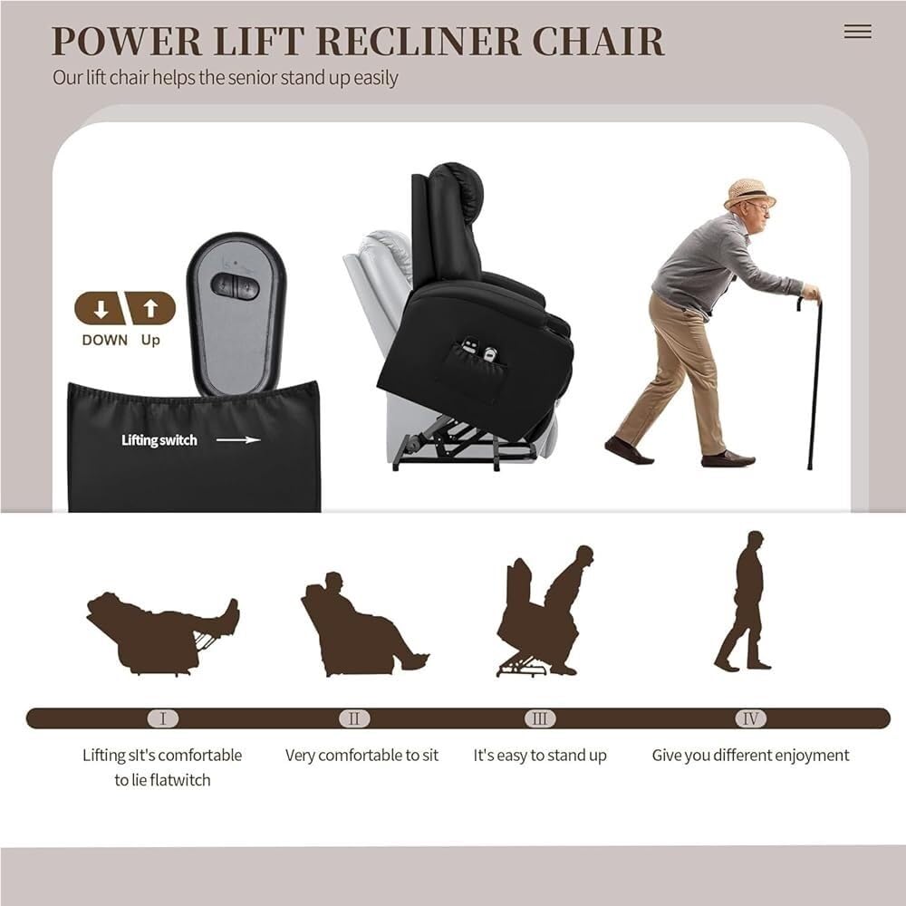 Power Lift Recliner Chair with Massage and Heat