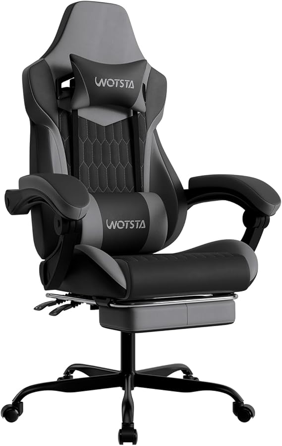 Ergonomic Gaming Chair with Footrest