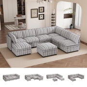 8-Seater Modular Sectional Sofa with Storage and Ottoman