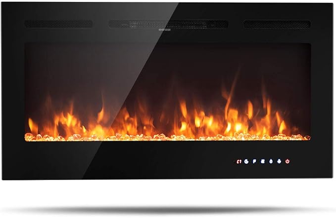 50-Inch Electric Fireplace Insert with Thermostat