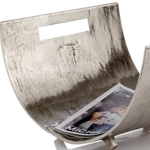 Log Magazine Basket Floor Standing Silver