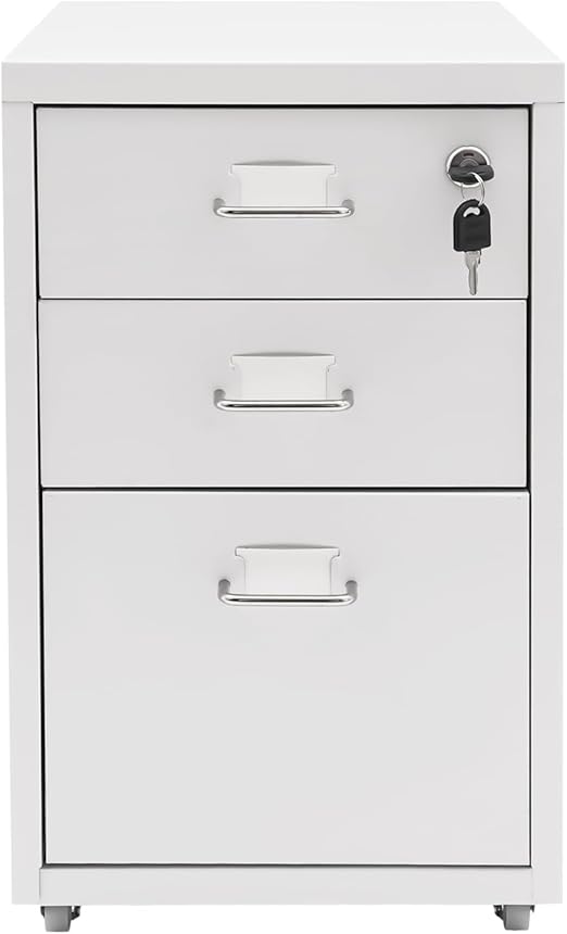 3-Drawer Lockable Mobile File Cabinet
