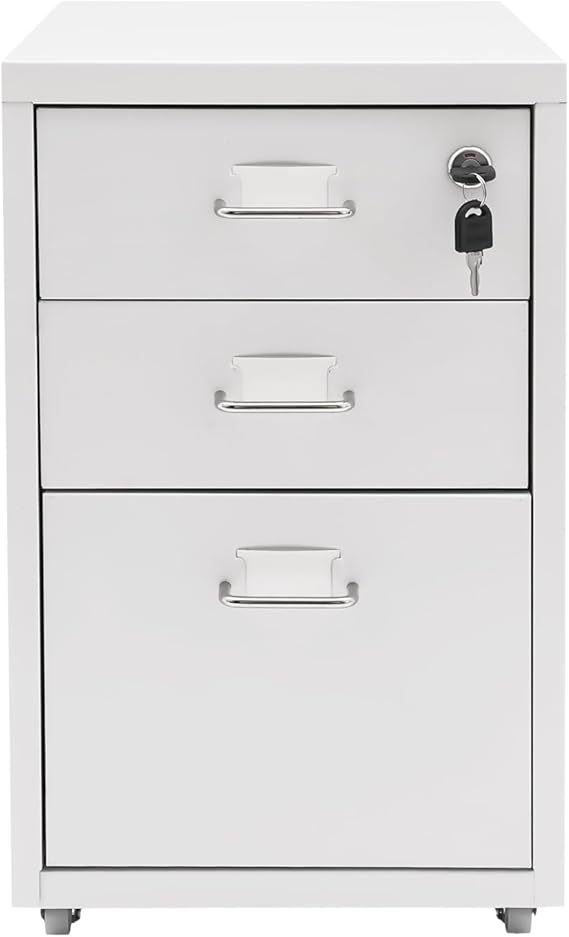 3-Drawer Lockable Mobile File Cabinet