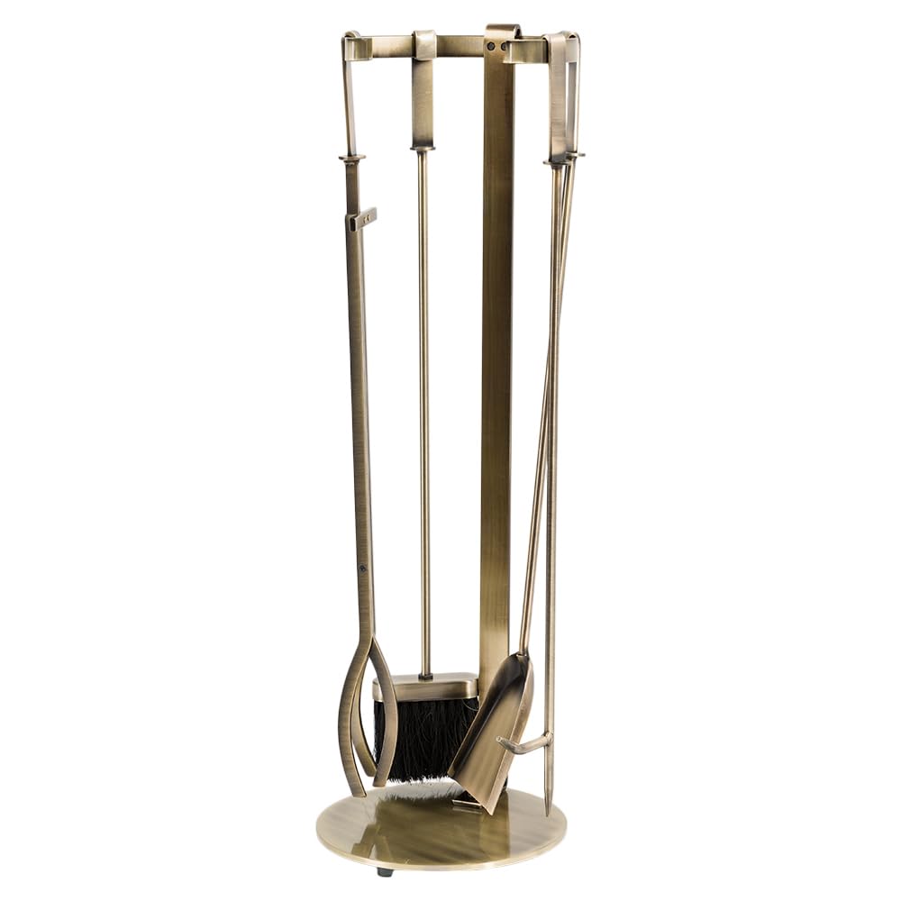 5-Piece Fireplace Tool Set - Aged Brass