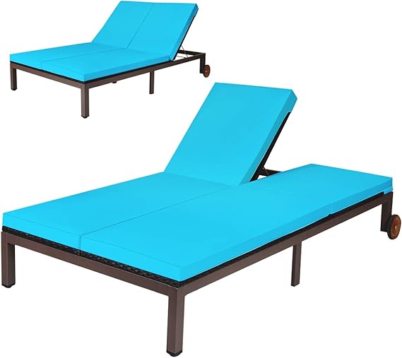 Outdoor Rattan Wicker Daybed 2-Person Chaise Lounge