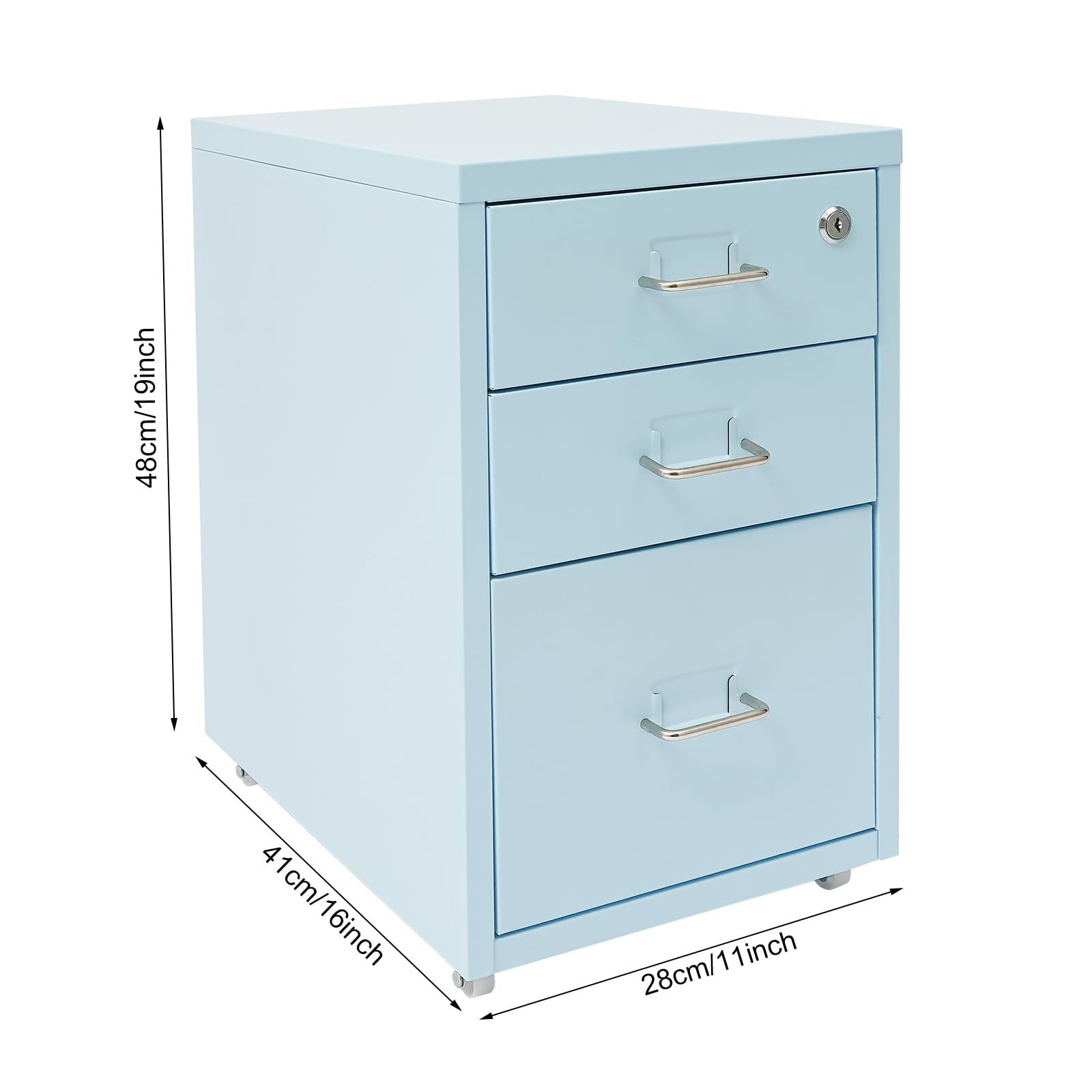 3-Drawer Lockable Mobile File Cabinet