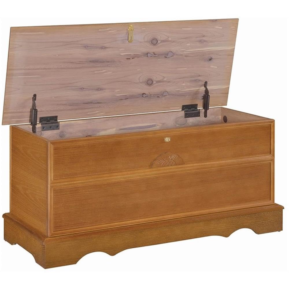 Cedar Wood Storage Blanket Chest Bench Honey Brown