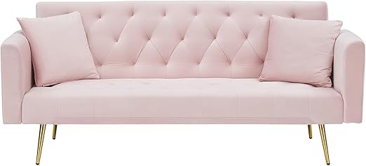 Velvet Sofa Bed with Adjustable Backrest