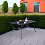 60" Metal Outdoor Dining Table with Umbrella Hole