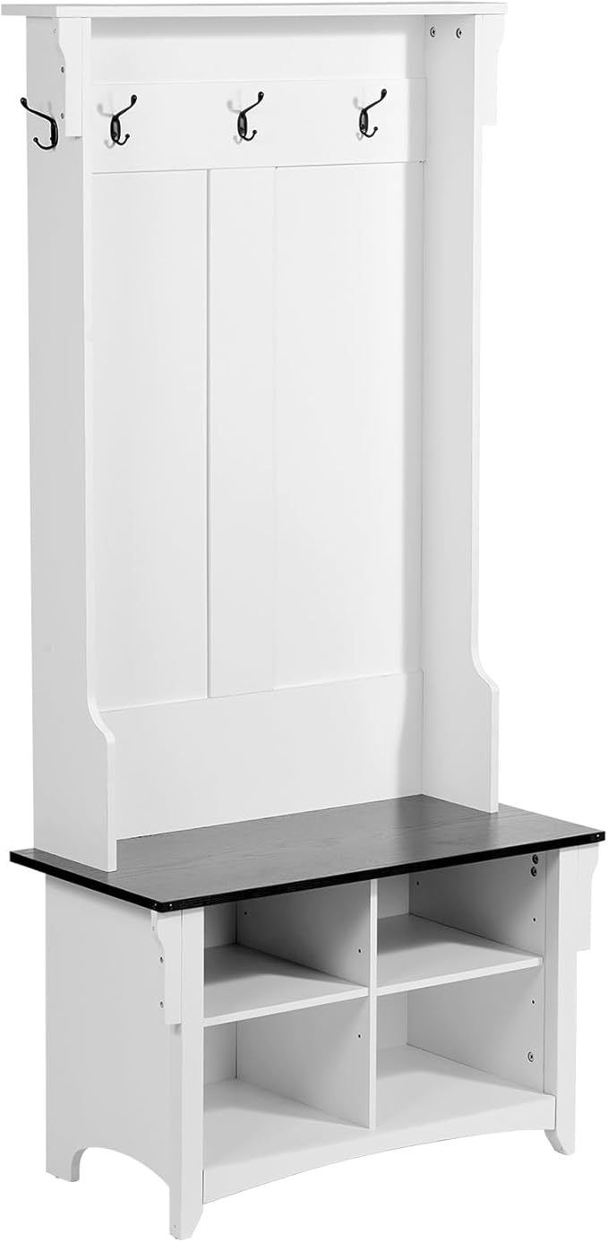 Hall Tree Entryway Bench with LED Coat Rack