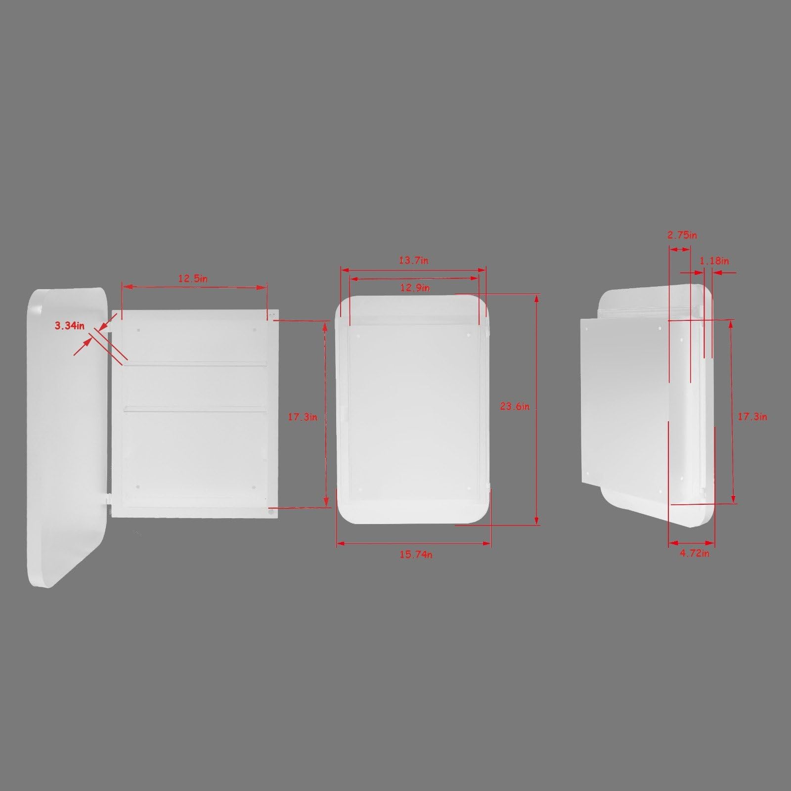 16 x 24 Inch Rounded Rectangle Medicine Cabinet with Mirror