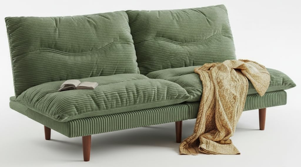 69 Inch Futon Sofa Bed with Adjustable Backrest