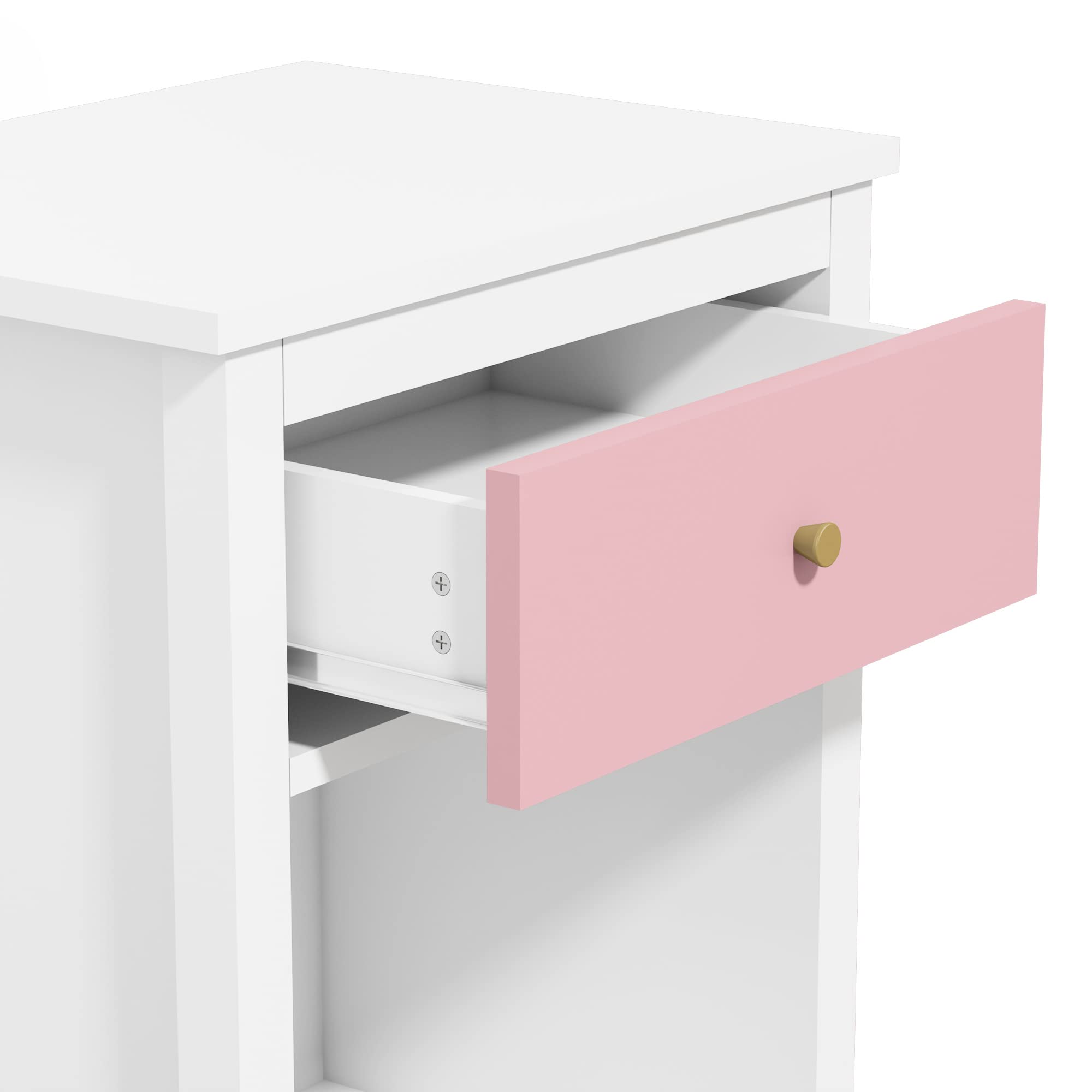 Wooden Nightstand with Drawer and Open Storage Shelf