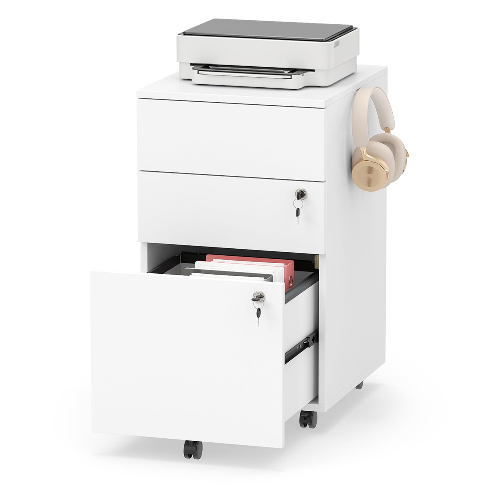 Mobile File Cabinet with 3 Drawers