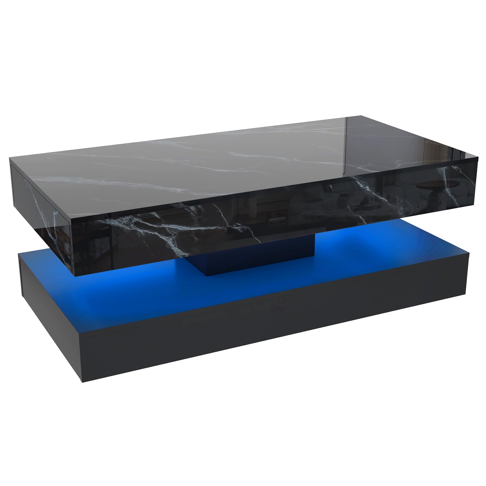 LED Coffee Table with Storage Drawers