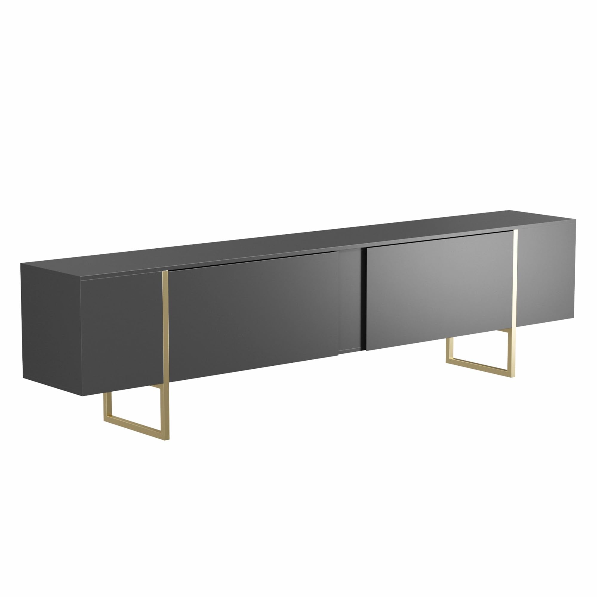 71" TV Stand with Gold Legs and Storage Doors