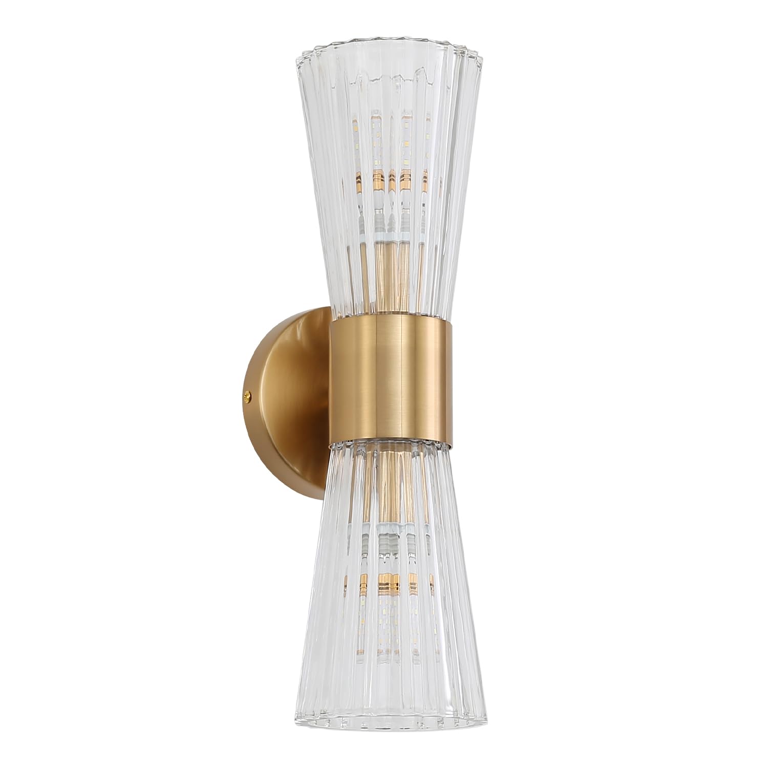 Mid-Century Modern Gold Wall Sconce with Glass Shade