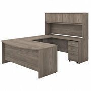 72W x 36D U-Shaped Desk with Hutch and Mobile File Cabinet