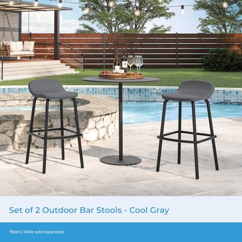 Modern Resin Patio Bar Stools with Footrest - Set of 2