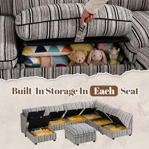 8-Seater Modular Sectional Sofa with Storage and Ottoman