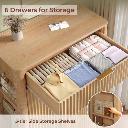 Fluted Dresser with 6 Drawers