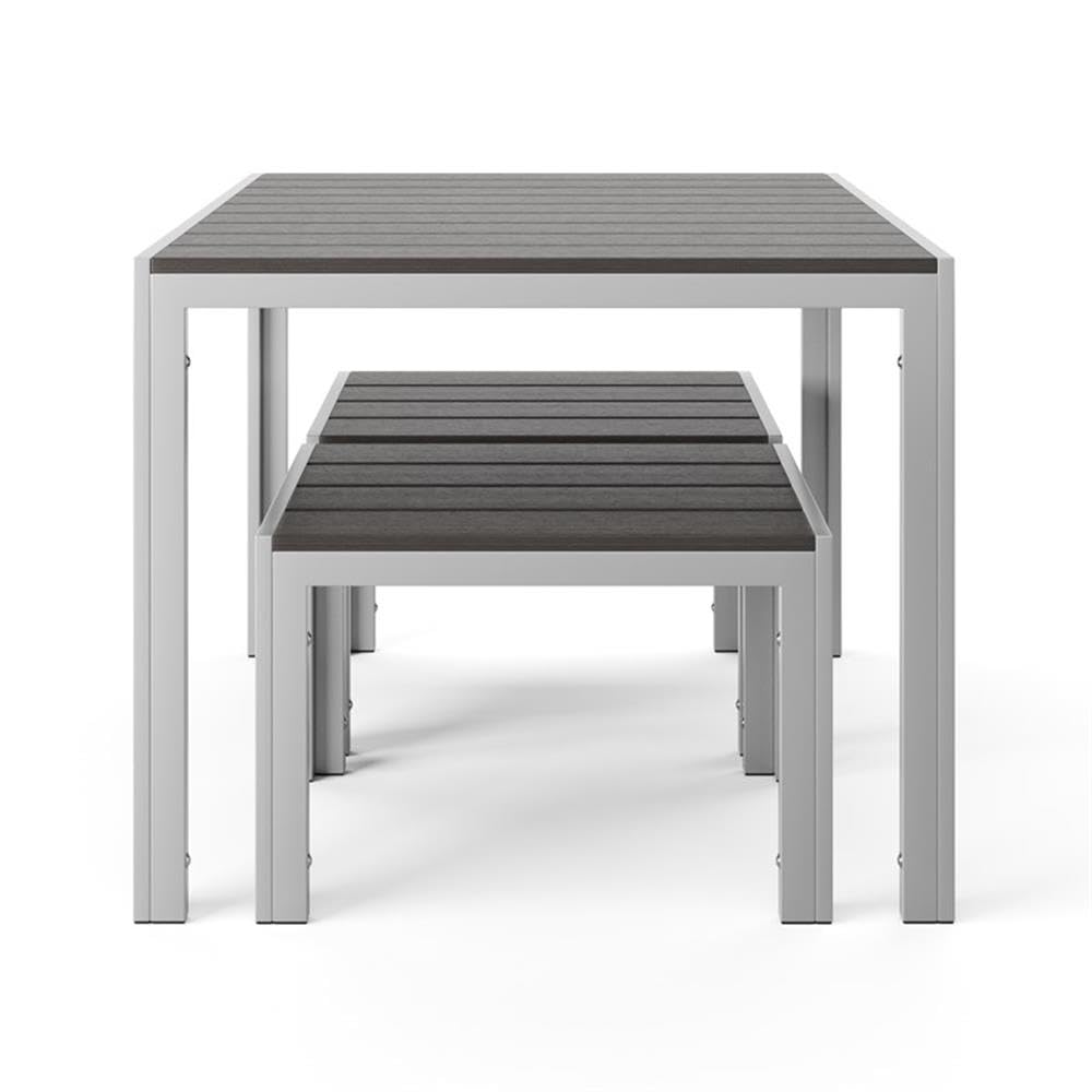 Flats & Castles Luca 3-Piece Modern Aluminum Outdoor Bistro Set in Silver