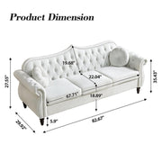 affeivul 3 Seater Chesterfield Sofa Velvet, Modern Tufted Velvet Couch with Scroll Arms and Nailhead, Classic Chesterfield Settee Couches (White)