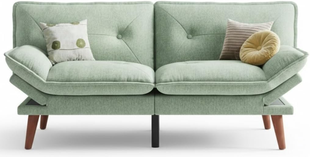 70" Convertible Futon Sofa Bed with Adjustable Backrest and Armrests