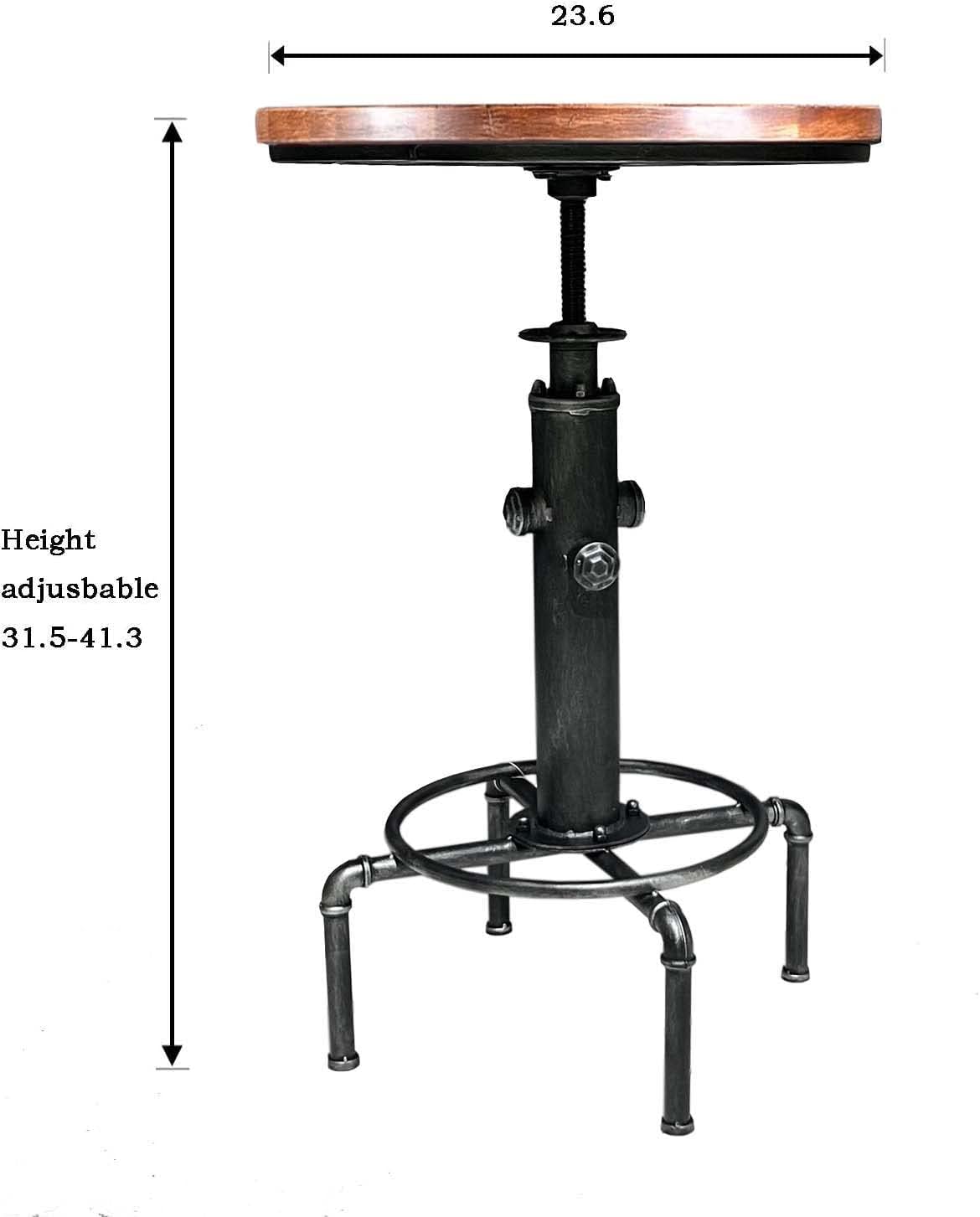 3 Piece Industrial Pub Bar Set with Adjustable Height