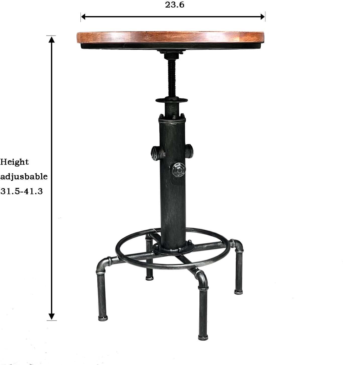 3 Piece Industrial Pub Bar Set with Adjustable Height