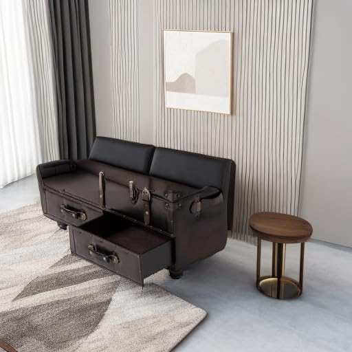 Vintage Storage Ottoman Bench with Buckle Closure