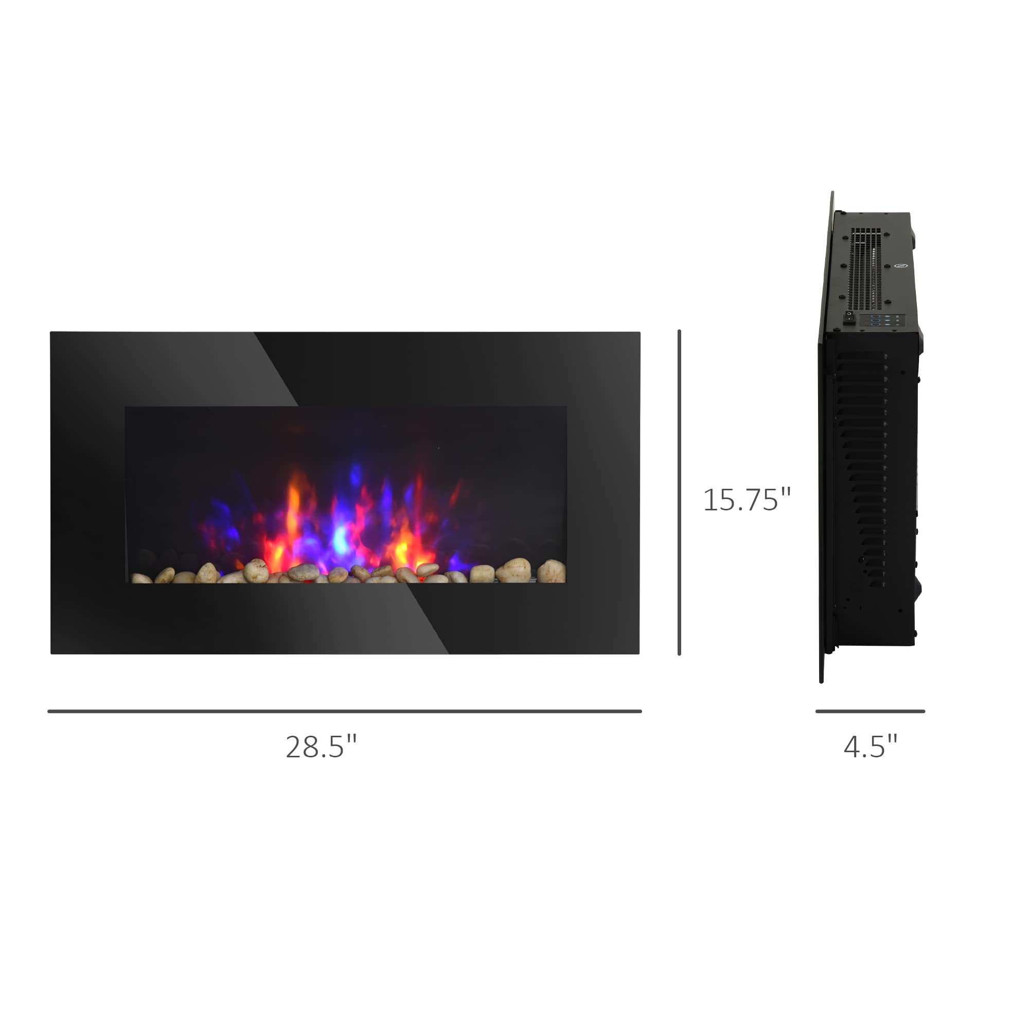 29" Wall Mounted Electric Fireplace with Remote Control