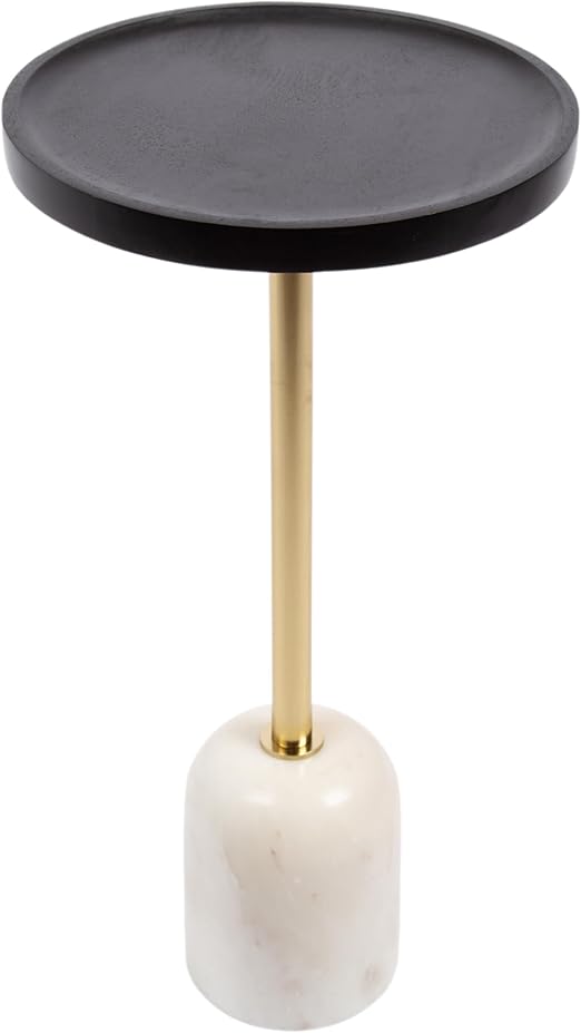 Shorrock Round Mango Wood Side Table with Marble Base