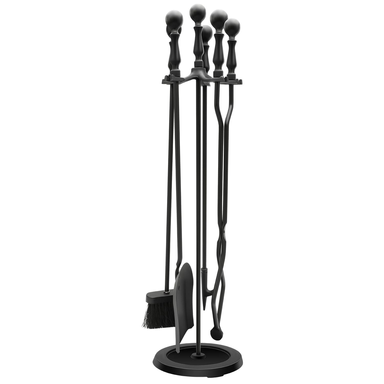 5-Piece Cast Iron Fireplace Tool Set with Stand