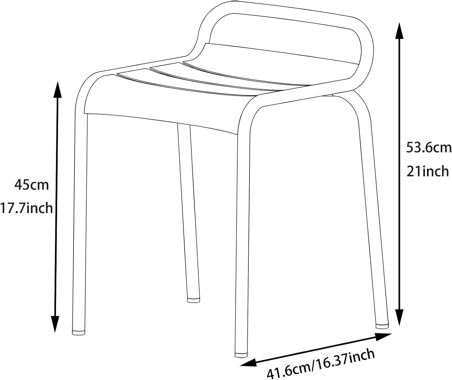 Modern Metal Patio Dining Chair with Low Back
