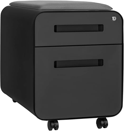 2-Drawer Mobile File Cabinet with Cushion Seat
