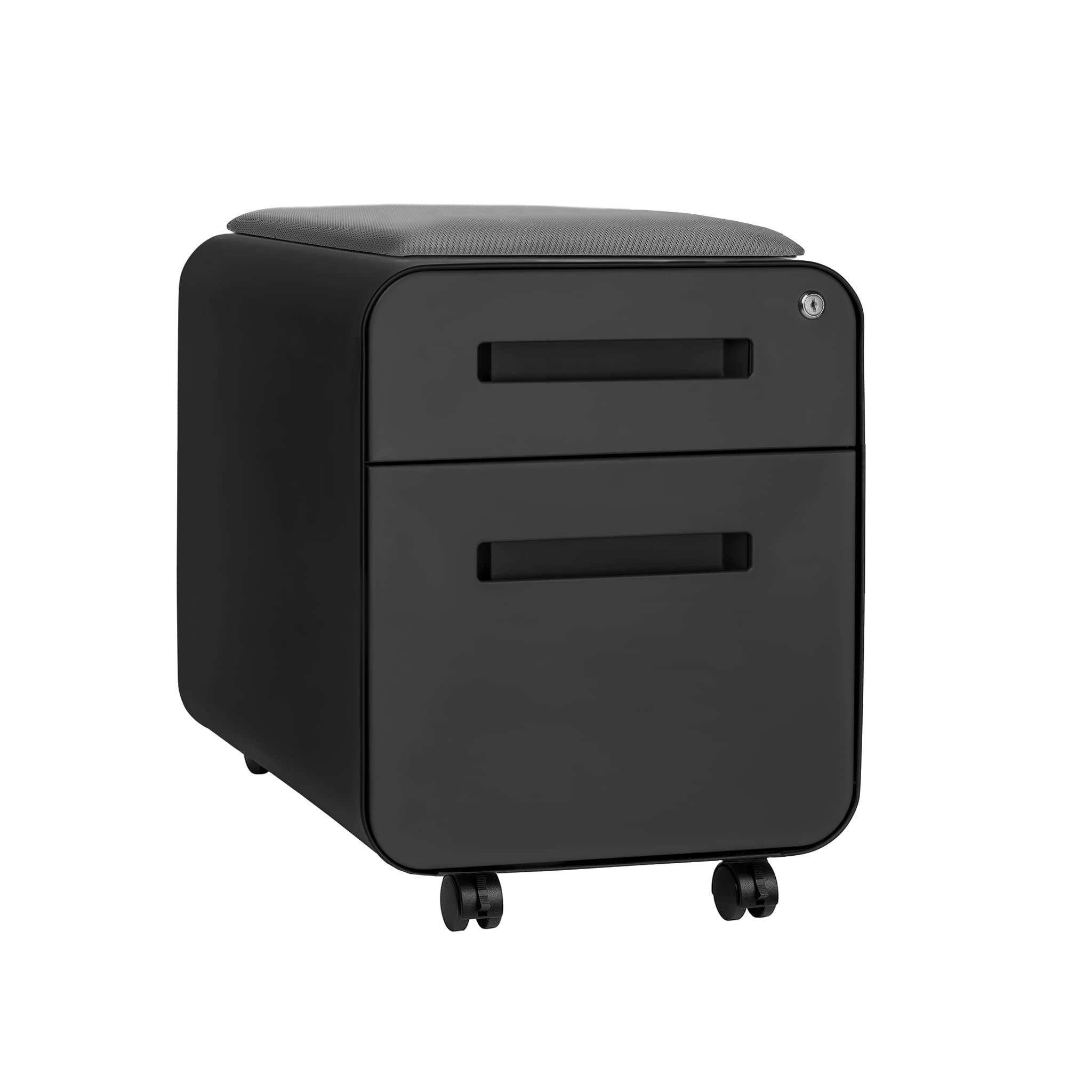2-Drawer Mobile File Cabinet with Cushioned Seat
